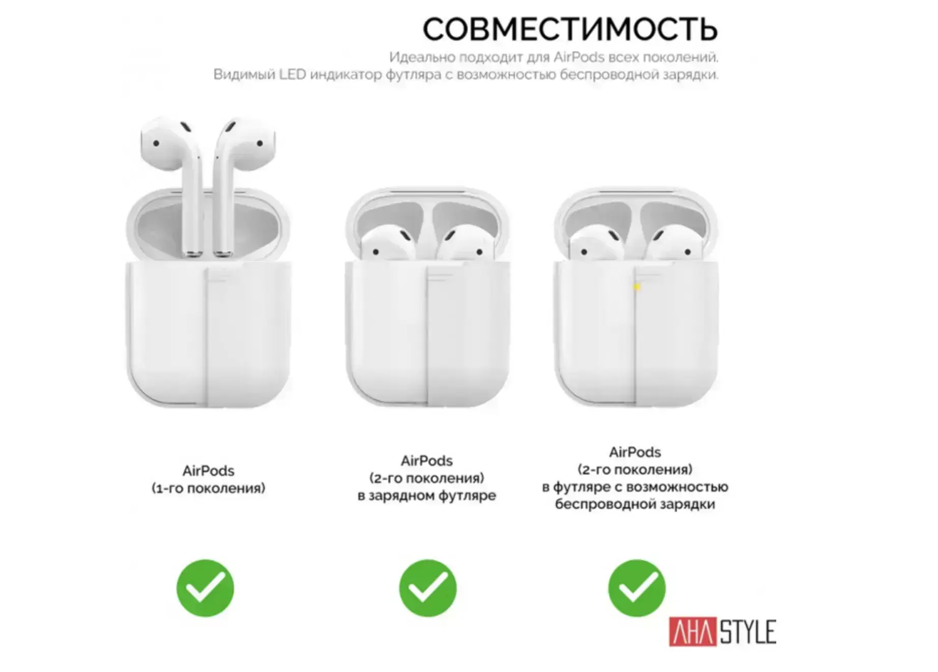 Чехол AHASTYLE дуо для Apple AirPods - White (AHA-02020-WHT)